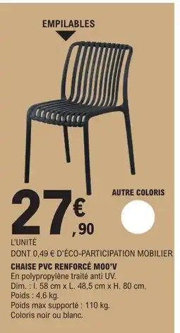 E.Leclerc CHAISE PVC RENFORCÉ MOO’V offre
