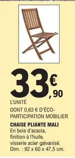 E.Leclerc CHAISE PLIANTE MALI offre