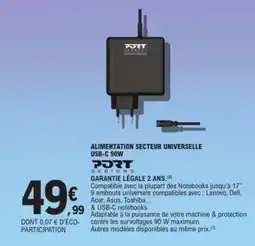 E.Leclerc ALIMENTATION SECTEUR UNIVERSELLE USB-C 90W offre