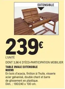 E.Leclerc TABLE OVALE EXTENSIBLE NOEMI offre