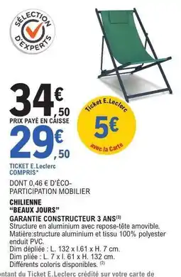 E.Leclerc CHILIENNE BEAUX JOURS offre