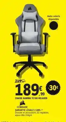 E.Leclerc CHAISE GAMING TC100 RELAXED offre