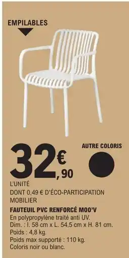 E.Leclerc FAUTEUIL PVC RENFORCÉ MOO’V offre