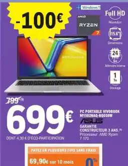 E.Leclerc PC PORTABLE VIVOBOOK M1502NAQ-BQ058W offre