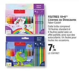 E.Leclerc FEUTRES 18+6 Licornes ou Dinosaures offre
