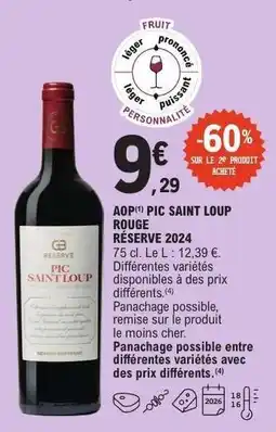 E.Leclerc AOP PIC SAINT LOUP ROUGE RÉSERVE 2024 offre