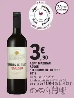 E.Leclerc AOP MADIRAN ROUGE TERROIRS DE TILHET 2019 offre