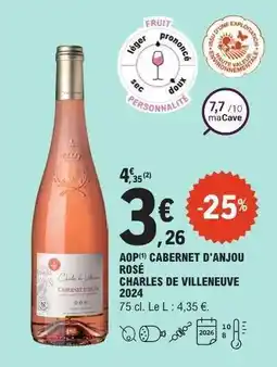 E.Leclerc CABERNET D'ANJOU ROSÉ CHARLES DE VILLENEUVE 2024 offre