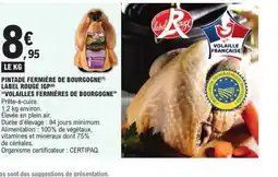 E.Leclerc VOLAILLES FERMIÈRES DE BOURGOGNE Pintade fermière de bourgogne label rouge igp offre