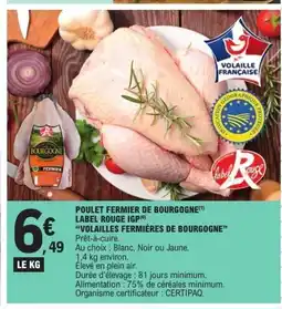E.Leclerc VOLAILLES FERMIÈRES DE BOURGOGNE Poulet fermier de bourgogne label rouge igp offre