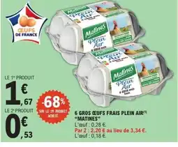 E.Leclerc MATINES 6 gros oeufs frais plein air offre
