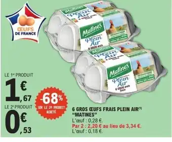 E.Leclerc MATINES 6 gros oeufs frais plein air offre