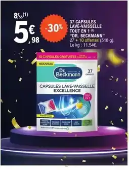 E.Leclerc Dr. beckmann - 37 capsules lave-vaisselle tout en 1 offre