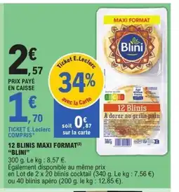 E.Leclerc BLINI 12 blinis maxi format offre