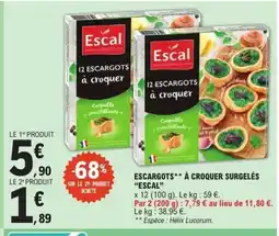 E.Leclerc ESCAL Escargots à croquer surgelés offre