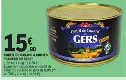 E.Leclerc CANARD DU GERS Confit de canard 4 cuisses offre