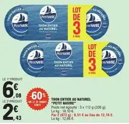 E.Leclerc PETIT NAVIRE Thon entier au naturel offre