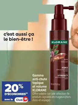 Carrefour maPara parapharmacie Gamme anti-chute topique et volume klorane offre