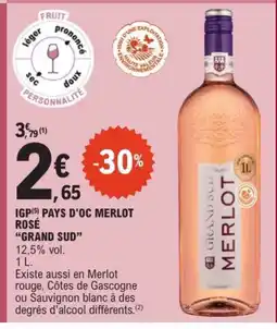 E.Leclerc GRAND SUD Igp pays d'oc merlot rosé offre