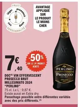 E.Leclerc PERLINO Doc vin effervescent prosecco brut millesimato 2024 offre