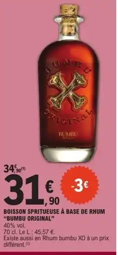 E.Leclerc BUMBU ORIGINAL Boisson spritueuse à base de rhum offre