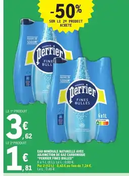 E.Leclerc PERRIER FINES BULLES Eau minérale naturelle avec adjonction de gaz carbonique offre