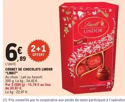 E.Leclerc LINDT Cornet de chocolats lindor offre