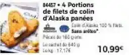 Thiriet 4 portions de filets de colin d'alaska panées offre