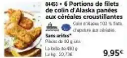 Thiriet 6 portions de filets de colin d'alaska panées aux céréales croustillantes offre