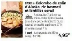 Thiriet Colombo de colin d'alaska, riz basmati et lentilles corail offre