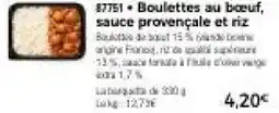 Thiriet Boulettes au bœuf, sauce provençale et riz offre