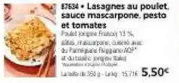 Thiriet Lasagnes au poulet, sauce mascarpone, pesto et tomates offre
