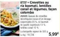 Thiriet Crevettes au riz basmati, lentilles corail et légumes, façon colombo offre