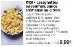 Thiriet Lasagnettes au saumon, sauce crémeuse au citron offre