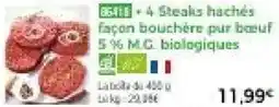 Thiriet 4 steaks hachés façon bouchere pur bœuf 5% m.g. biologiques offre