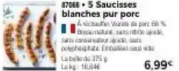 Thiriet 5 Saucisses blanches pur porc offre