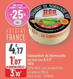 G20 REO Camembert de Normandie au lait cru A.O.P offre