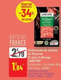 G20 LABEYRIE Chiffonnade de Jambon de Bayonne 12 mois d'affinage offre