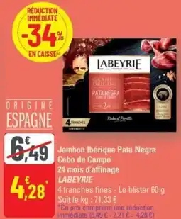 G20 LABEYRIE Jambon Ibérique Pata Negra Cebo de Campo 24 mois d'affinage offre
