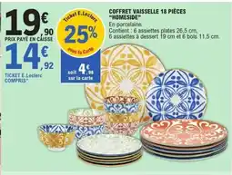 E.Leclerc HOMESIDE Coffret vaisselle 18 pièces offre