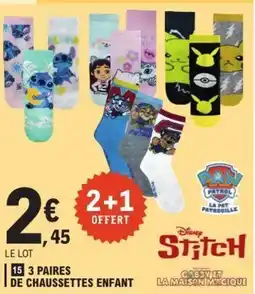 E.Leclerc 3 paires de chaussettes enfant offre