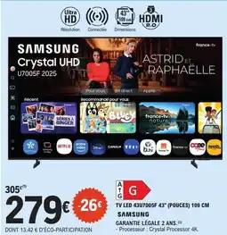 E.Leclerc SAMSUNG Tv led 43u7005f 43" (pouces) offre