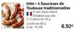 Thiriet 4 Saucisses de Toulouse traditionnelles offre