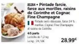 Thiriet Pintade farcie, farce aux morilles, raisins de corinthe et cognac fine champagne offre