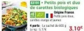 Thiriet Petits pois et duo de carottes biologiques offre