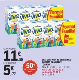 E.Leclerc LAIT UHT VIVA 10 VITAMINES FORMAT FAMILIAL CANDIA offre