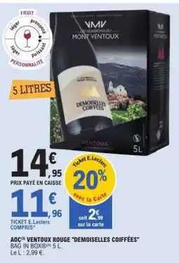 E.Leclerc AOC VENTOUX ROUGE 'DEMOISELLES COIFFÉES' offre
