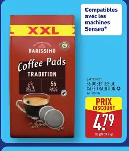 ALDI BARISSIMO 56 dosettes de café tradition offre
