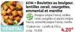 Thiriet Boulettes au boulgour, lentilles corail courgettes. emmental et menthe offre