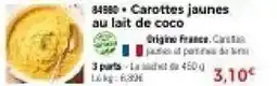 Thiriet Carottes jaunes au lait de coco offre